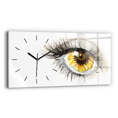 Horloge horizontale en verre Tournesol dans l'oeil