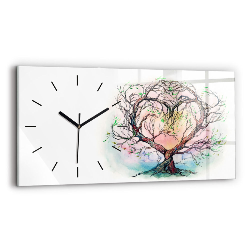 Horloge rectangulaire horizontale Cœur d'arbre nature