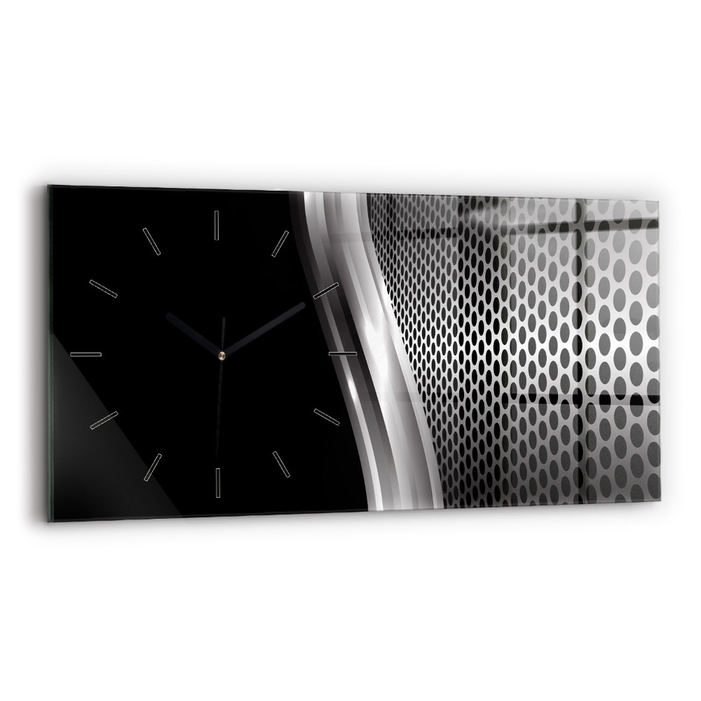 Horloge horizontale en verre Abstraction métal noir