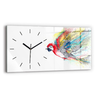 Horloge murale horizontale Perroquet coloré en vol