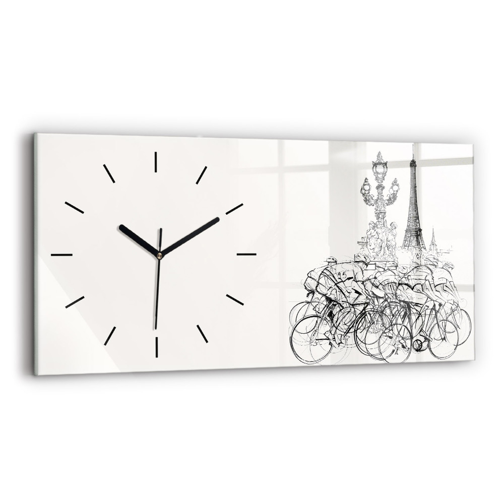 Horloge rectangulaire horizontale Dessin d'une course cycliste