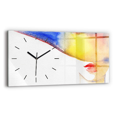 Horloge murale horizontale Femme avec chapeau
