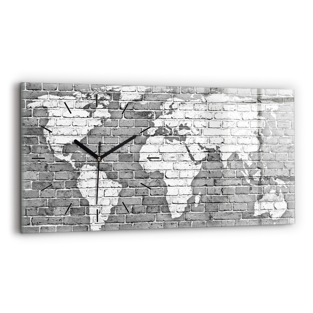 Horloge rectangulaire horizontale Carte du monde sur le mur