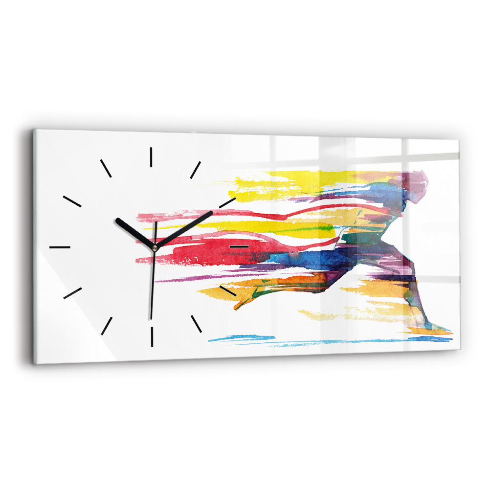 Horloge murale horizontale Illustration d'un coureur