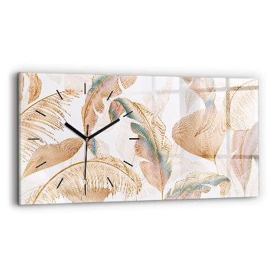 Horloge horizontale en verre Motif de feuilles dans la nature