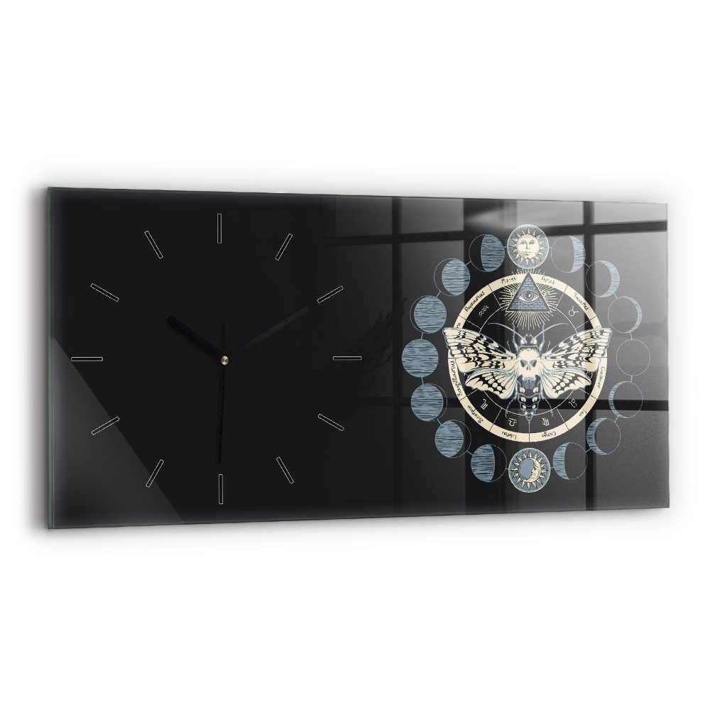 Horloge horizontale en verre Phases de la lune