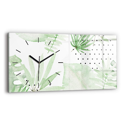 Horloge horizontale en verre Feuilles vertes