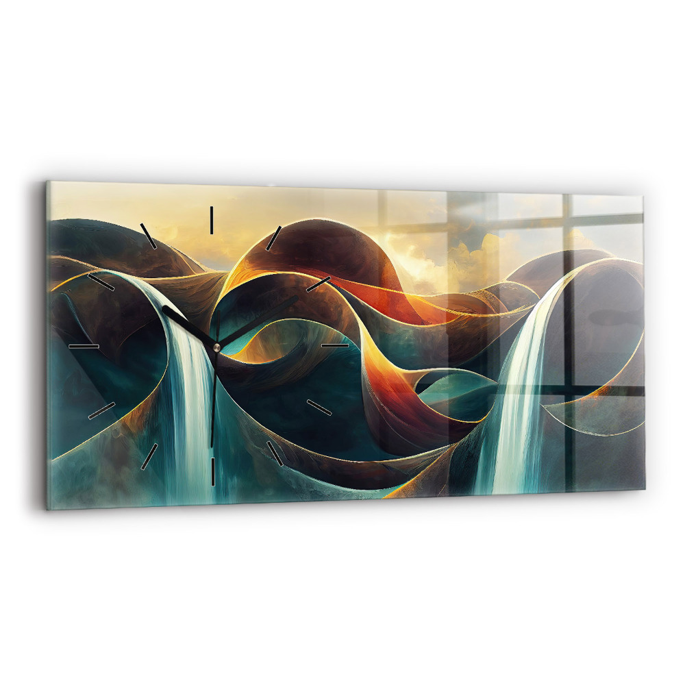 Horloge horizontale en verre Fond de chute d'eau