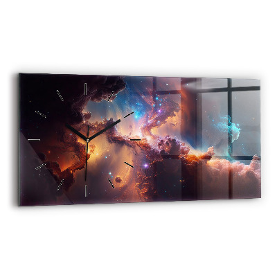 Horloge horizontale en verre Monde cosmique d'étoiles