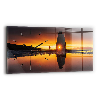 Horloge murale horizontale Coureur et coucher de soleil