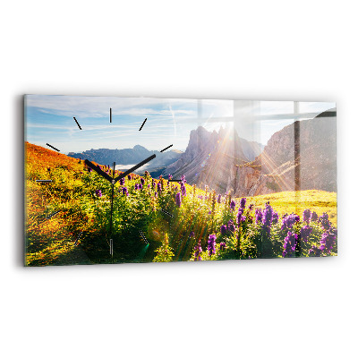 Horloge rectangulaire horizontale Prairie de lavande