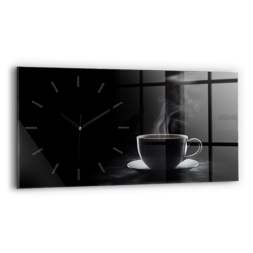 Horloge murale horizontale Tasse de café noir