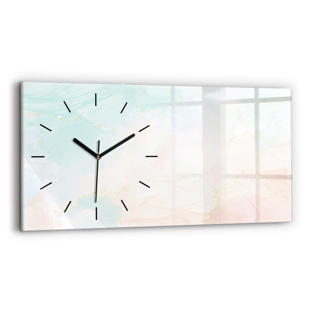Horloge horizontale en verre Aquarelle marbre