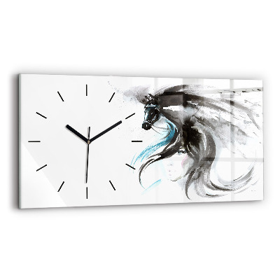 Horloge murale horizontale Cheval et femme abstraits