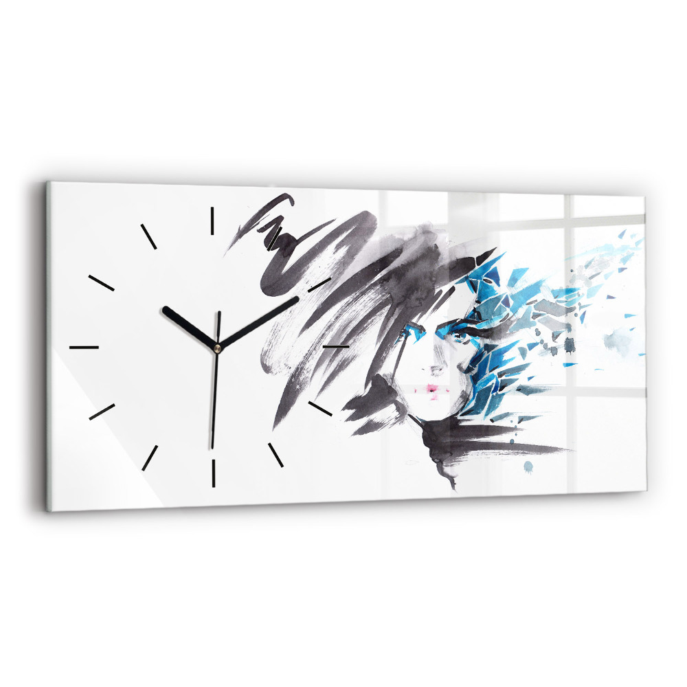 Horloge rectangulaire horizontale Visage abstrait d'une femme