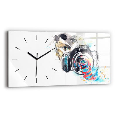 Horloge horizontale en verre Appareil photo de femme photographe