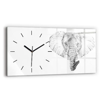 Horloge rectangulaire horizontale Tête d'éléphant vectorielle