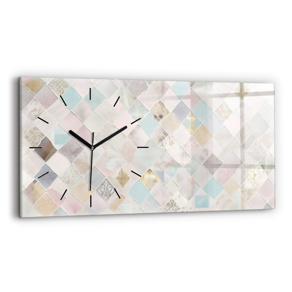 Horloge murale horizontale Tuiles colorées