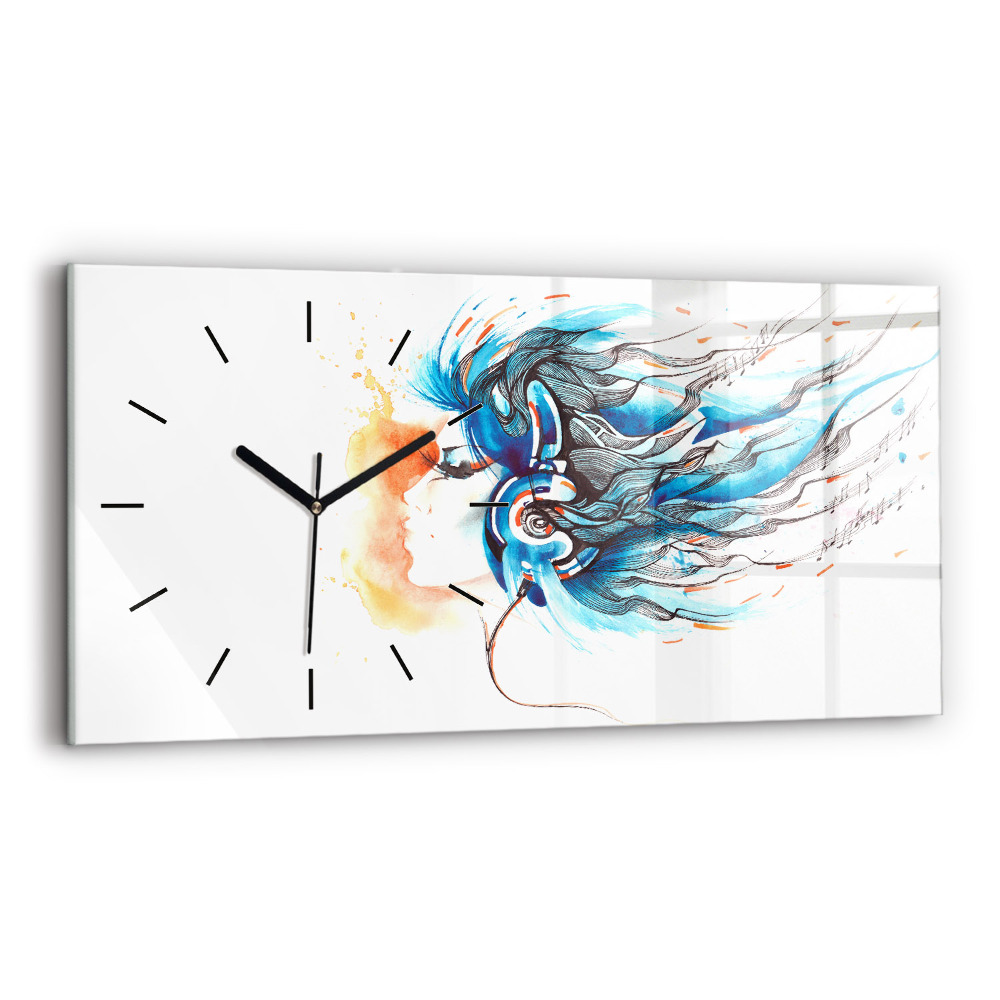 Horloge horizontale en verre Illustration d'écouteurs