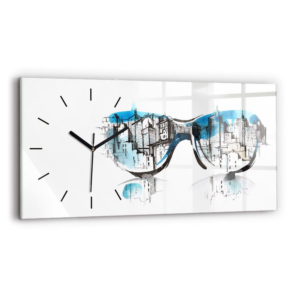 Horloge rectangulaire horizontale La ville en lunettes