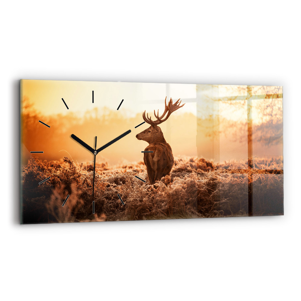 Horloge horizontale en verre Cerf au lever du soleil