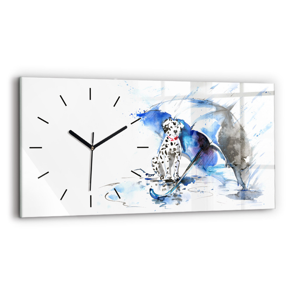 Horloge horizontale en verre Dalmatien et parapluie