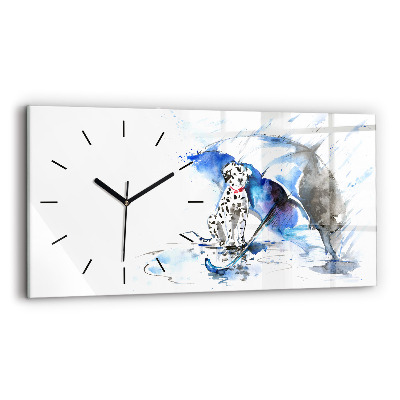 Horloge horizontale en verre Dalmatien et parapluie