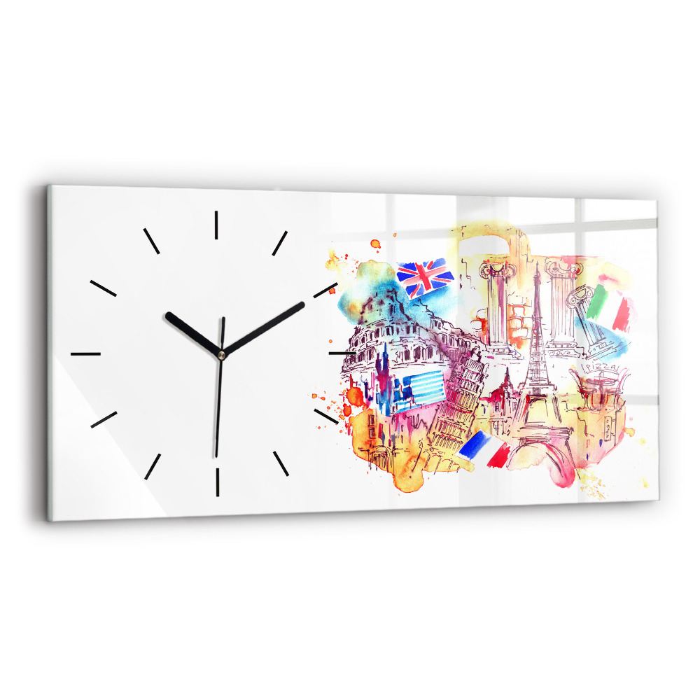 Horloge rectangulaire horizontale Pays attrayants du monde