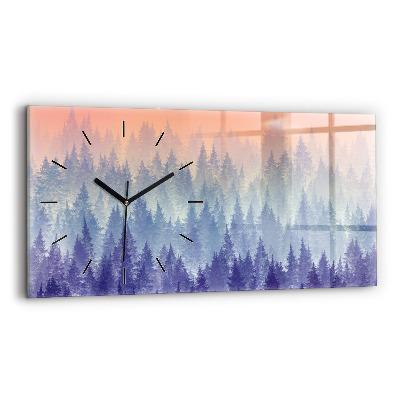 Horloge horizontale en verre Forêt dans la brume