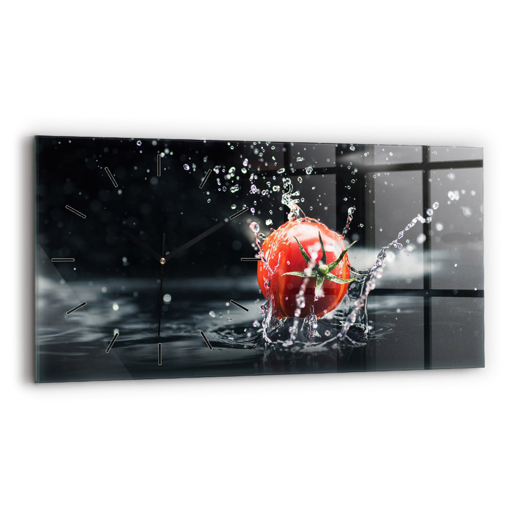 Horloge horizontale en verre Tomate