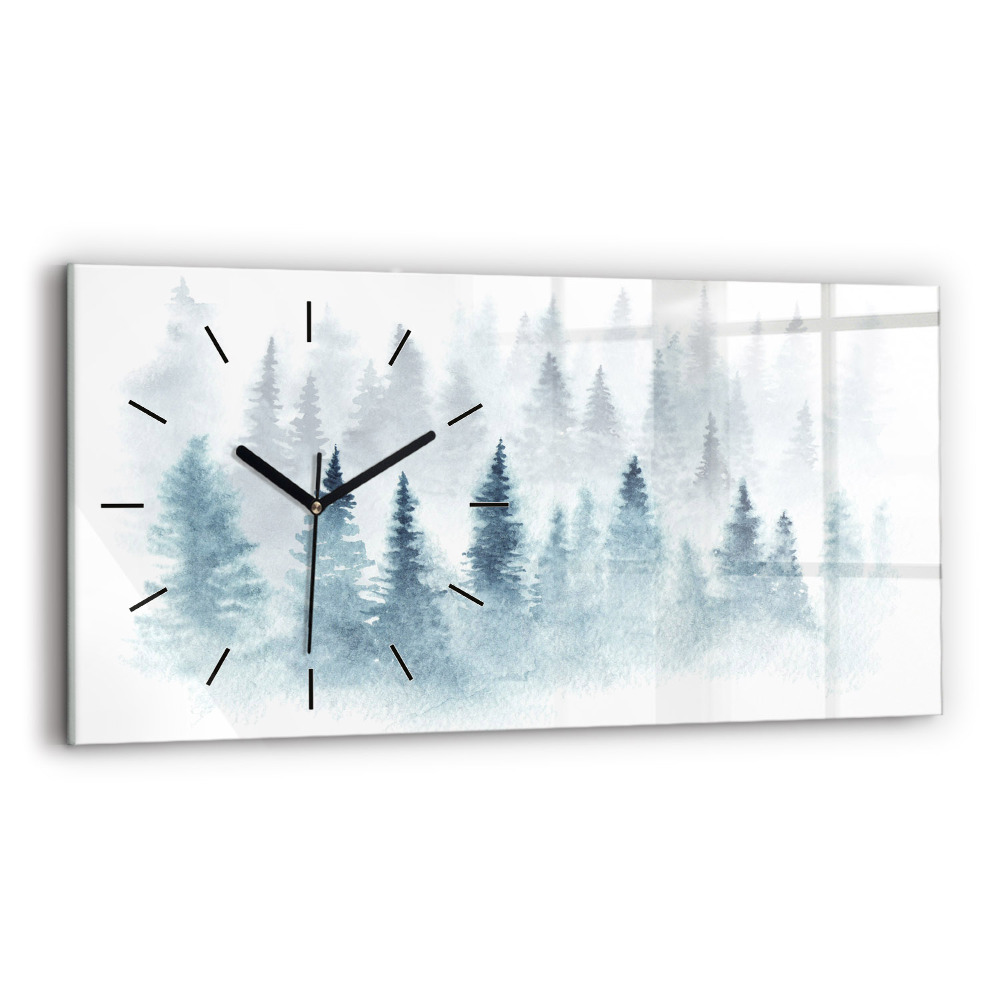 Horloge horizontale en verre Forêt d'hiver