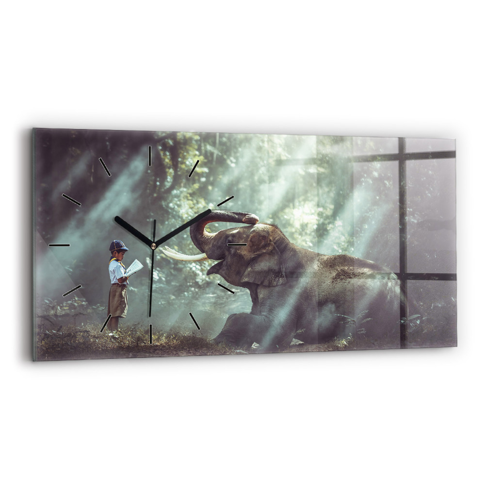 Horloge rectangulaire horizontale Garçon lisant un livre