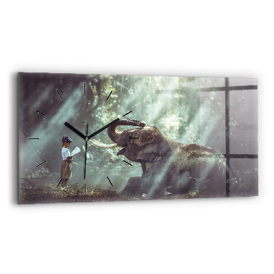 Horloge rectangulaire horizontale Garçon lisant un livre