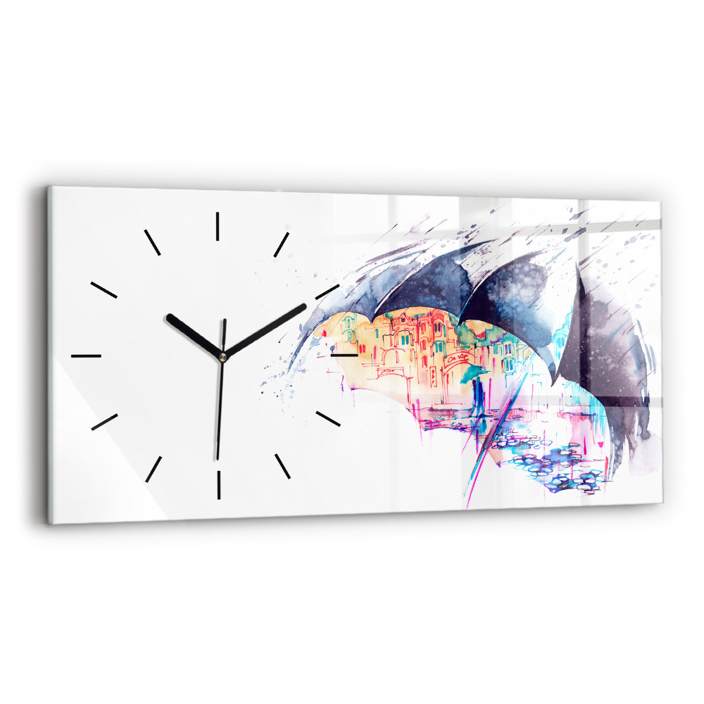 Horloge horizontale en verre Parapluie et ville