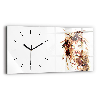 Horloge rectangulaire horizontale Illustration d'un lion brun