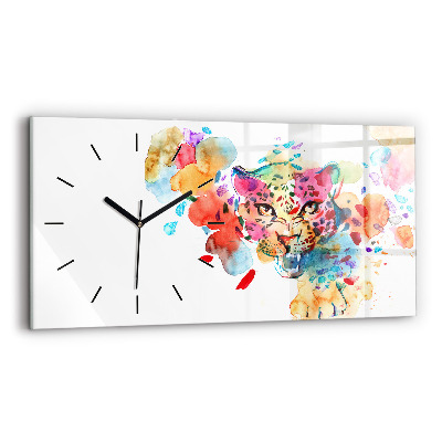 Horloge murale horizontale Chat sauvage abstrait