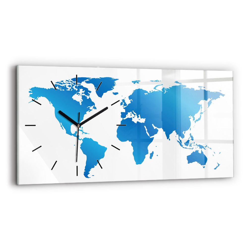 Horloge horizontale en verre Carte du monde