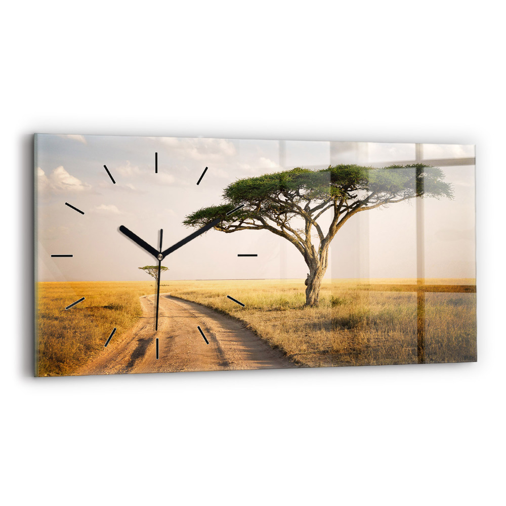 Horloge horizontale en verre Paysage africain