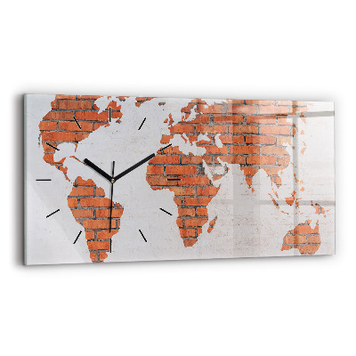 Horloge horizontale en verre Carte du monde en briques