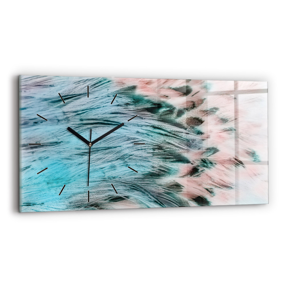 Horloge horizontale en verre Plumes colorées