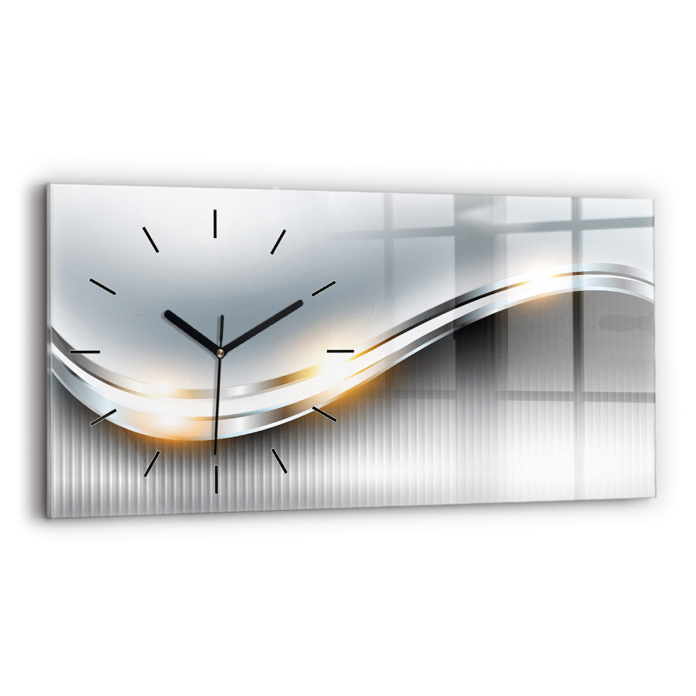 Horloge horizontale en verre Abstraction métallique
