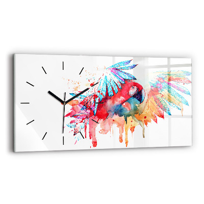 Horloge rectangulaire horizontale Perroquet rouge coloré