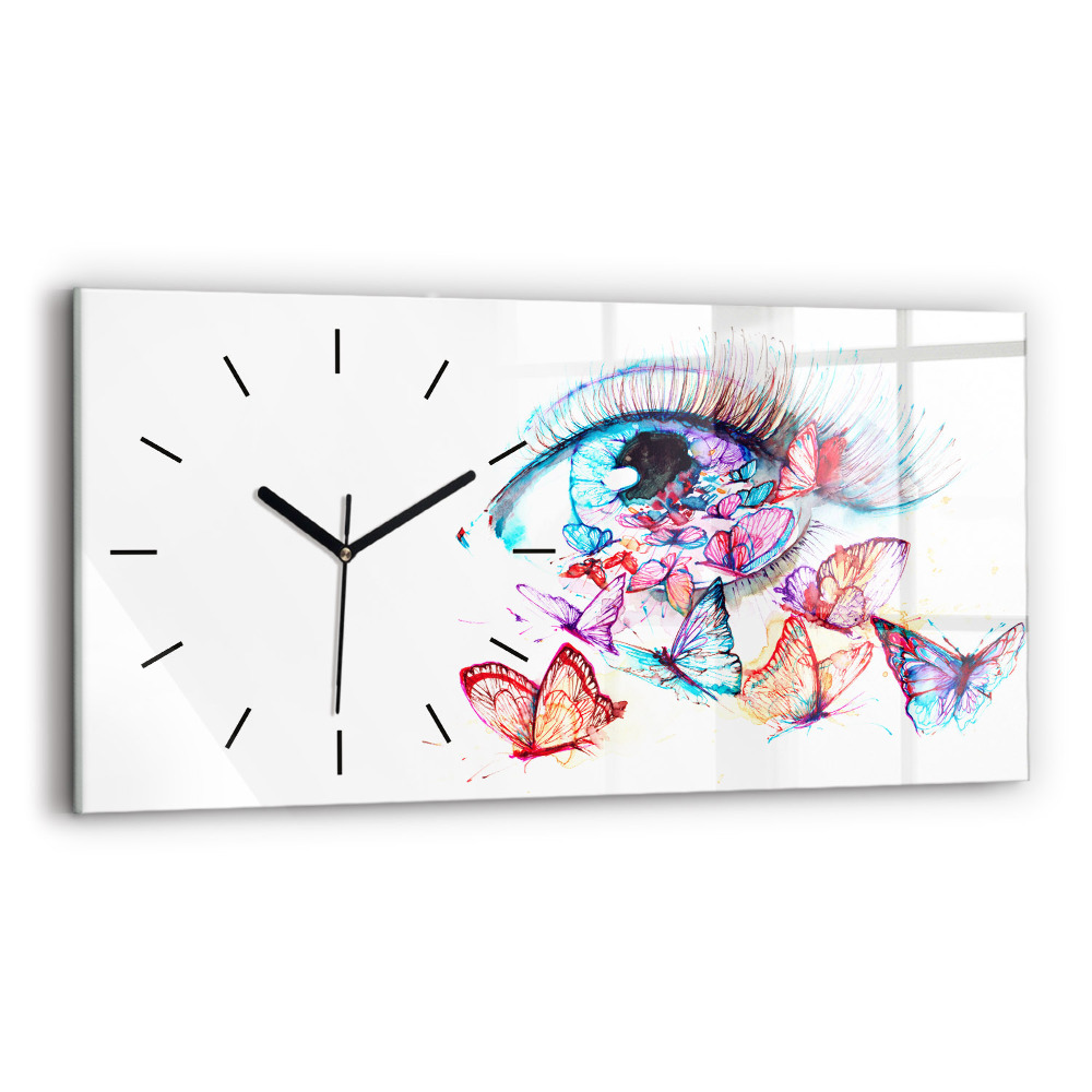 Horloge horizontale en verre Papillons aux yeux colorés