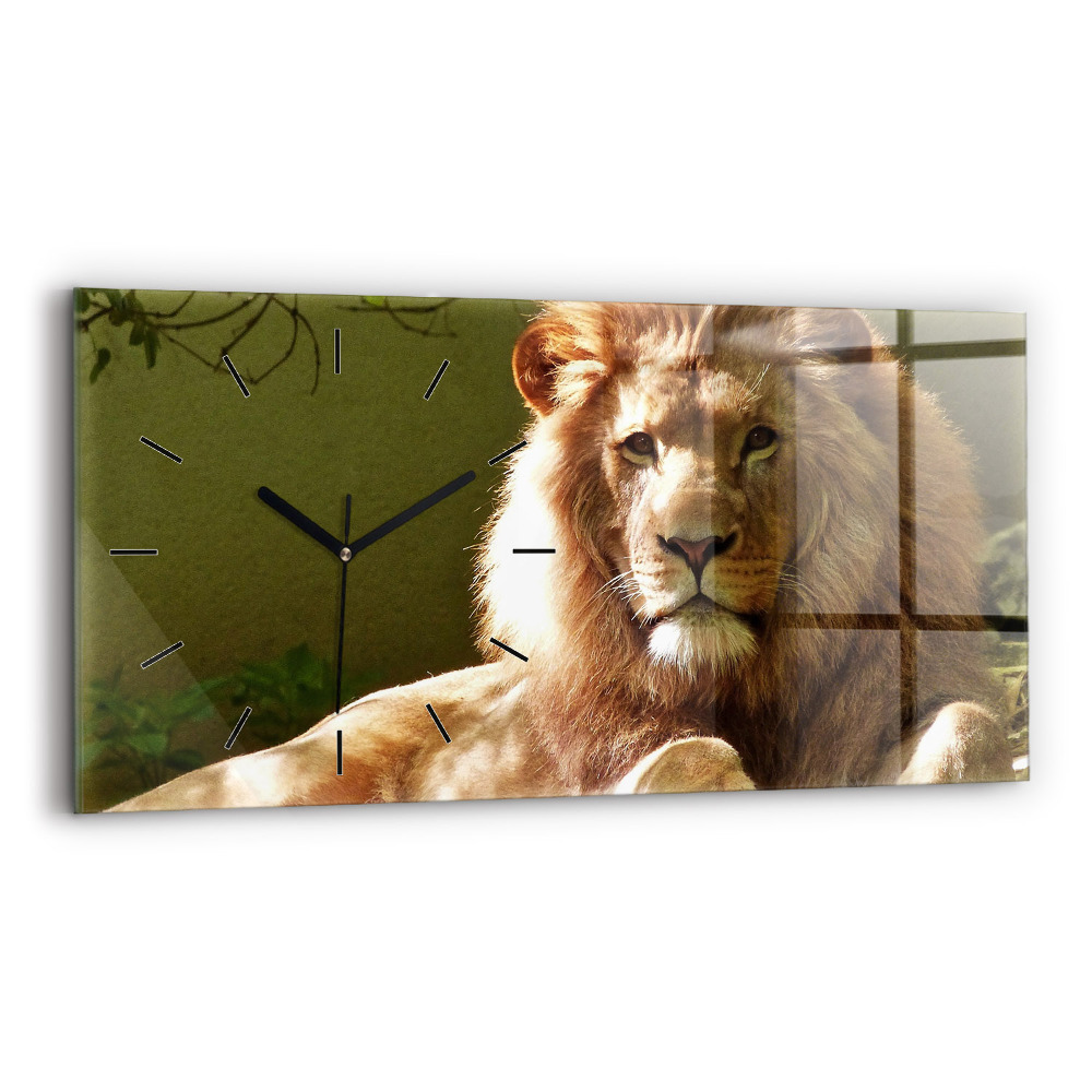 Horloge horizontale en verre Portrait d'un lion