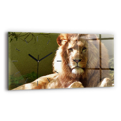 Horloge horizontale en verre Portrait d'un lion