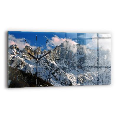 Horloge horizontale en verre Montagnes sous le ciel bleu
