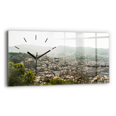 Horloge murale horizontale Vue de Montjuic à Barcelone