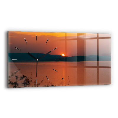 Horloge rectangulaire horizontale Lac Balaton le soir