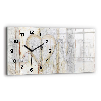 Horloge horizontale en verre Inscription d'amour