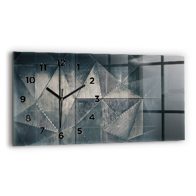 Horloge horizontale en verre Triangles abstraits en métal